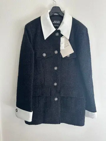 새상품 한국제 스텐 칼라 트위드 자켓 반짝반짝