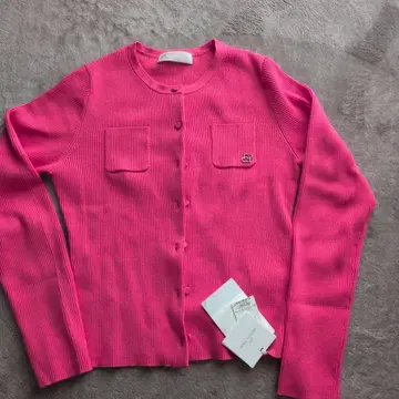 [택 포함] 셀포드 CELFORD 리브 핑크 가디건