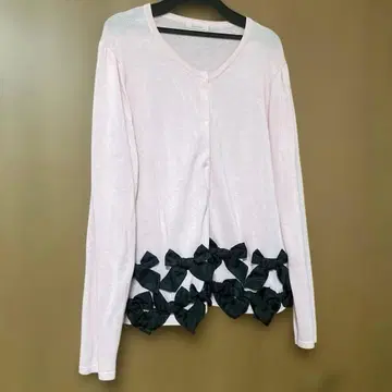 Rose Tiara 핑크 가디건 긴팔 리본 42 XL