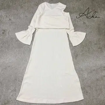 [ 컨디션 최상 ] Acka. 캔디 슬리브 리브 니트 롱 원피스 A라인