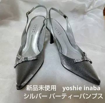 [ 미사용 새상품 ] 실버 큐빅 리본 펌프스 피로연 파티에