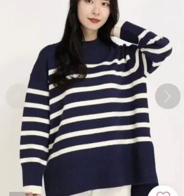 STRAWBERRY-FIELDS 보더 무늬 니트 네이비