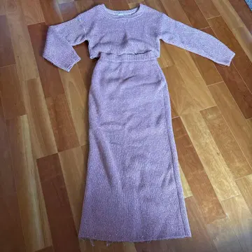 RESEXXY 니트 옅은 핑크 셋업 긴팔