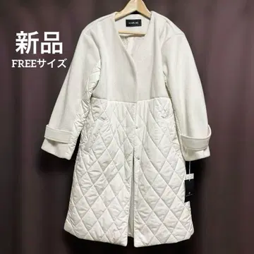 INTERPLANET 아이보리 퀼팅 롱 코트