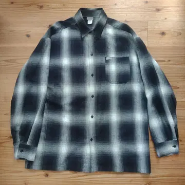 Cal Top 옴브레 체크 무늬 긴팔 셔츠 XL