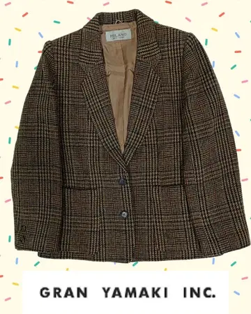 [MILANO] 브라운 체크 무늬 트위드풍 자켓 여성용 9M 사이즈 k8