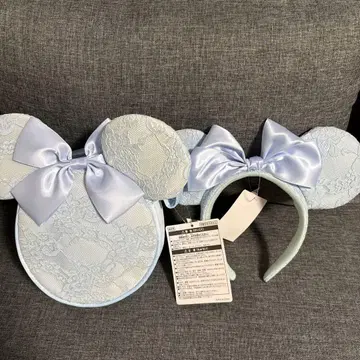 디즈니 백 머리띠 스카이블루 레이스