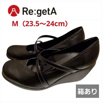 [ 새상품급 ] Re:getA 크로스 벨트 하이 웨지 펌프스 블랙 M
