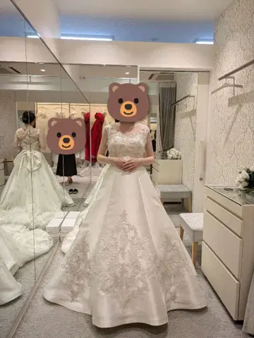 아이보리 A라인 웨딩 드레스