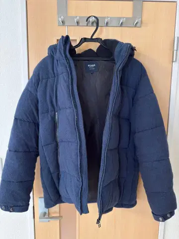 BEAMS HEART 후드 부착 다운 자켓 L 네이비