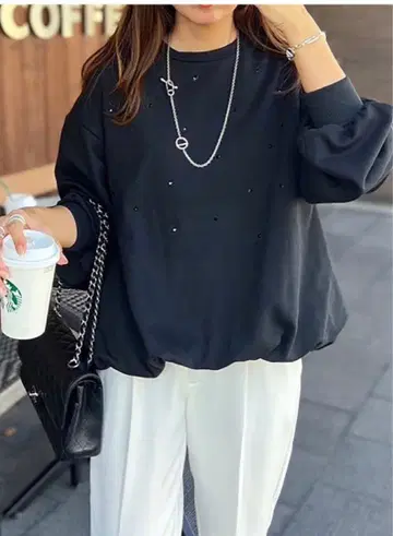 엠마 테일러 스파클 맨투맨 벌룬 헴 풀오버