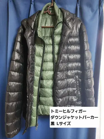 타미힐피거 다운 자켓 후드티 L 사이즈 블랙