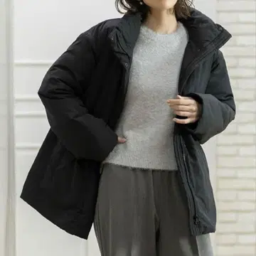 OPAQUE.CLIP 충전솜 미들 코트 다운 발수 THERMORE 블랙