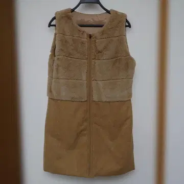 piacere 인조 모피 롱 베스트 베이지