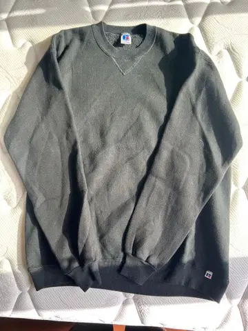 러셀 80s 블랙 무지 맨투맨 usa