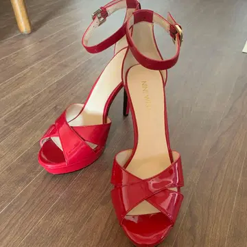 새상품 NINE WEST 레드 핑힐 샌들