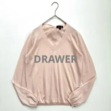 새상품급 드로어 캐시미어 실크 18G V넥 백 리본 니트