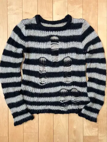 TRIPP NYC 데미지 스웨터 그런지 XS 락 모헤어풍