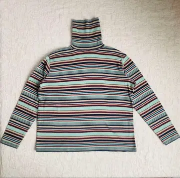 BEAMS BOY 멀티 보더 리브 터틀넥 티셔츠 새상품급