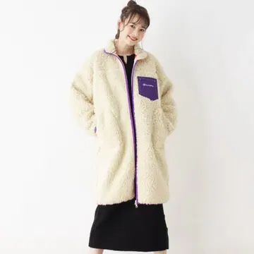 Champion 플리스 자켓 화이트 퍼플