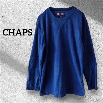1점 한정 CHAPS 블루 긴팔 티셔츠 플리스 상의 무지 [ S ]