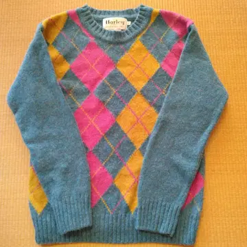 Harley 아가일 무늬 울 스웨터 38 항구의 텐란카이