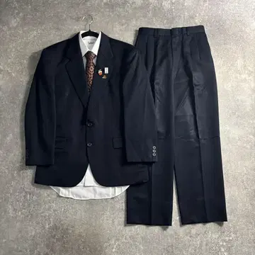 [vintage] 셋업 싱글 수트 광택 네이비