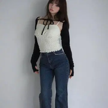 andmary 하트 스티치 데님 네이비 블루 M