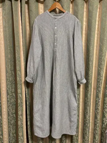 무인양품 카포크 혼방 이중 거즈 긴팔 원피스 M