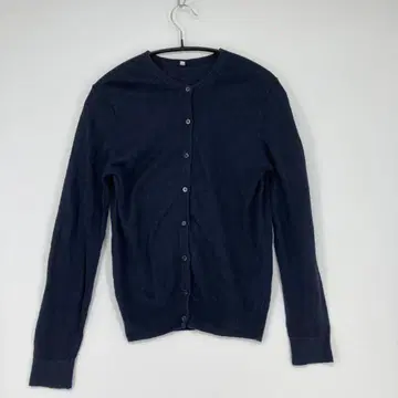 MUJI 무인양품 네이비 버튼 달린 가디건 린넨 100% M 사이즈