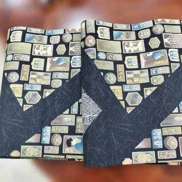 일본풍 무늬 기모노 원단 블랙 가부키 전통