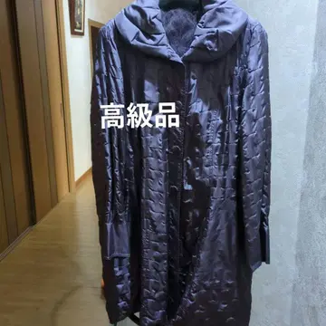 (고급)겉 SILK 100% 안 FOX 부착 퍼플 롱 코트