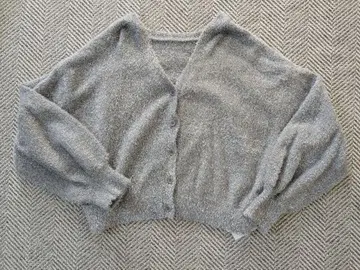 라메 샤기 2way 가디건 그레이