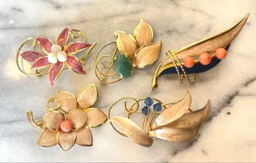 새상품급 아름다운 칠보 세공 브로치 5세트