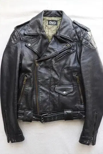 D&G 돌체앤가바나 가죽 천연 가죽 더블 라이더 자켓 44