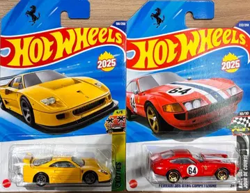 핫휠 페라리 F40 노랑, 365 GTB4 빨간색 2대 세트