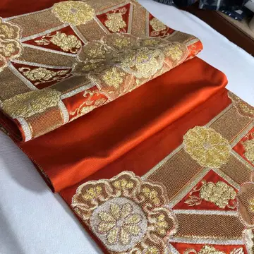 후쿠로 오비 순수 실크 금 몰드 직조 포인트 패턴