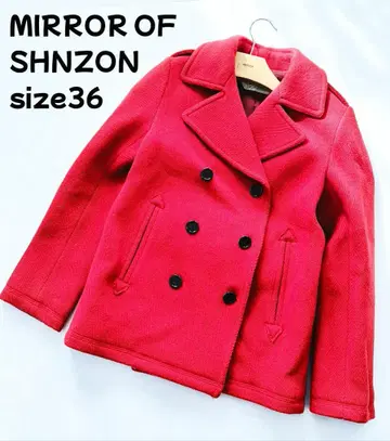 미러 오브 신존 고급 울 빨간색 더블 브레스트 피코트