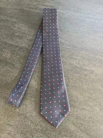 MOSCHINO 꽃 도트 무늬 넥타이 네이비