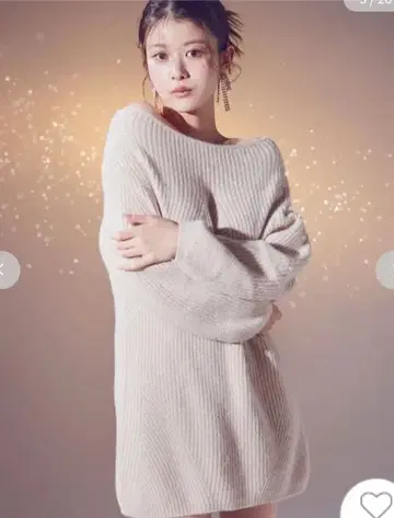 snidel 라쿤 미니 니트 원피스 아이보리