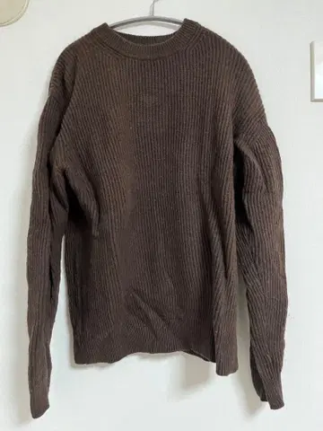 무인양품 야크 함유 울 하찌 편직 크루넥 스웨터 (브라운)