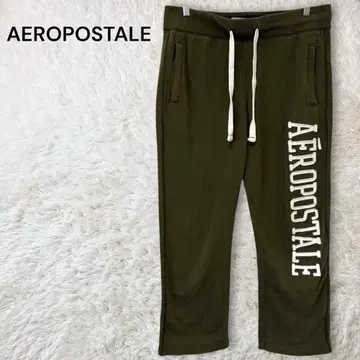 에어로포스텔 속기모 스웨트 팬츠 스트레이트 로고 프린트 카키 M