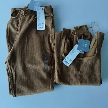 미사용 새상품 마메쿠로구치 히트텍 상하의 세트 와플 S 브라운