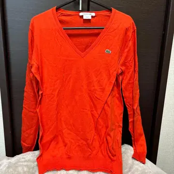 LACOSTE 오렌지 V넥 스웨터 40