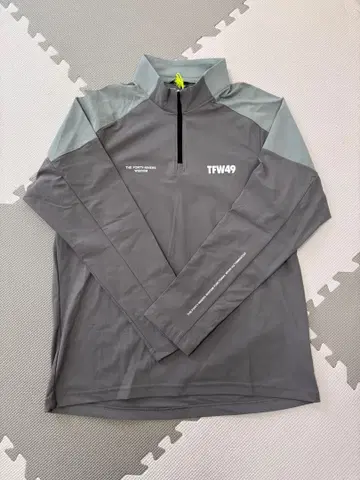 TFW49 남성용 L 그레이 하프 지퍼 모크넥 티