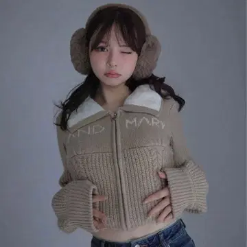 andmary Mary 로고 집업 탑 베이지