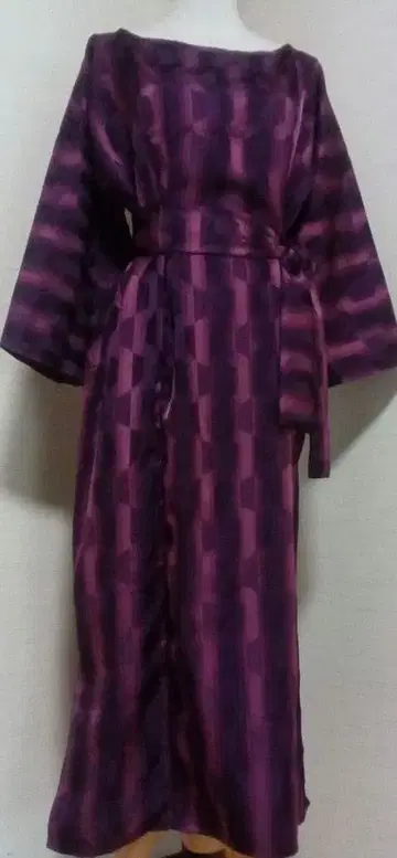 기모노 리메이크 원피스 스타일리시 적자색 허리 벨트 포함