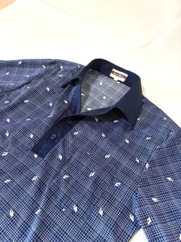 빅 옷깃 폴리 셔츠 기하학 패턴 70s 쇼와 레트로