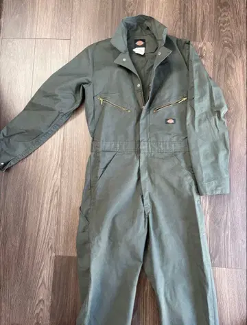 올리브 그린 오버롤 코튼 혼방