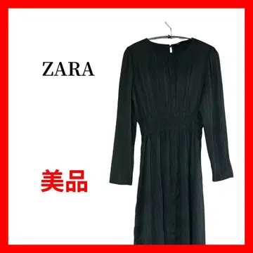 ZARA 롱 원피스 긴팔 허리 셔링 그린 계열 S B1870